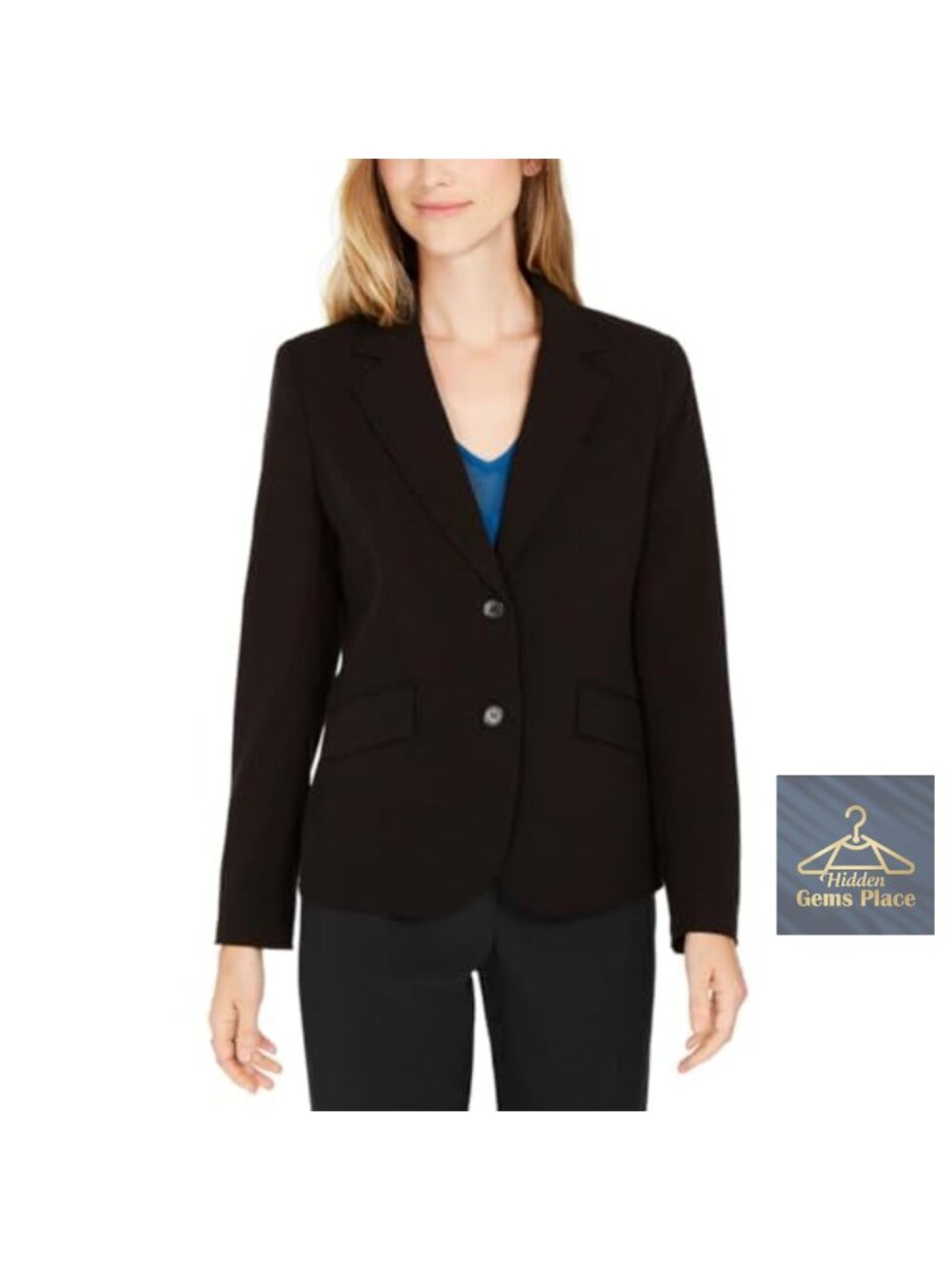 Anne Klein Notch Collar 2 Button Stretch Blazer Tailored Office Wear